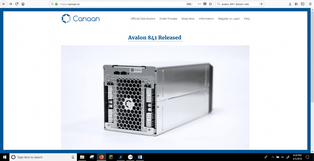 Avalon 841 Bitcoin Miners